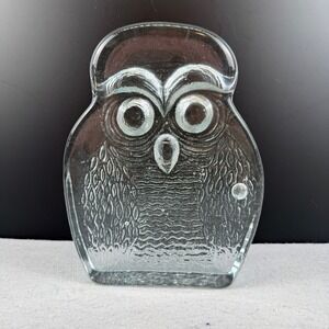 Vintage Blenko 7" Owl #6813 Joel Myers MCM Glass Figurine GLOWS